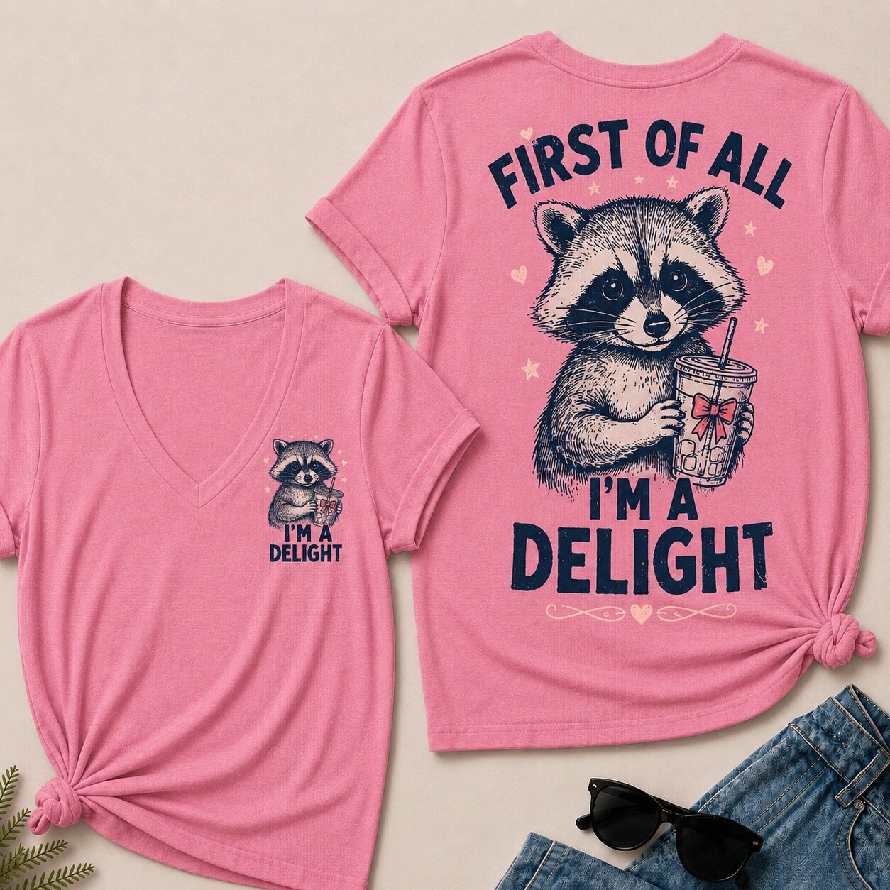 "First of All – I'm a Delight" V-Neck Tee