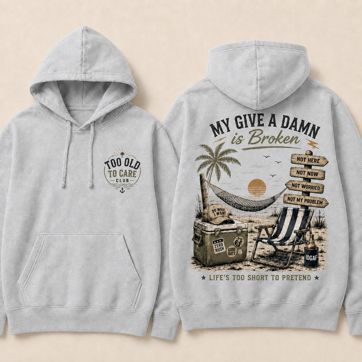 My Give A Damn Is Broken Retro Beach Hoodie