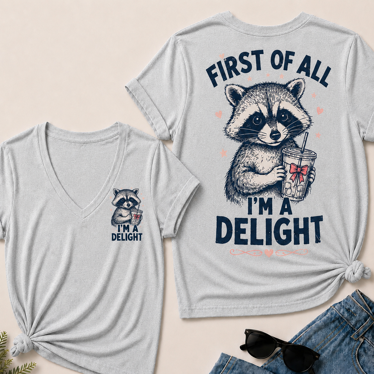 "First of All – I'm a Delight" V-Neck Tee