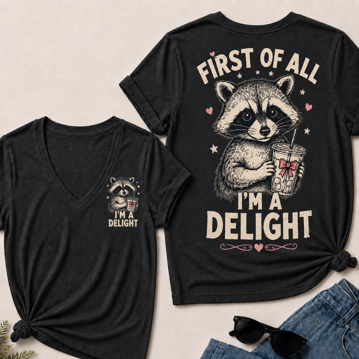 "First of All – I'm a Delight" V-Neck Tee