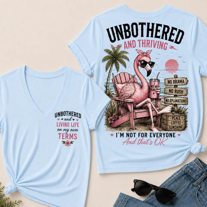"Unbothered and Thriving – Living Life on My Own Terms" V-Neck Tee