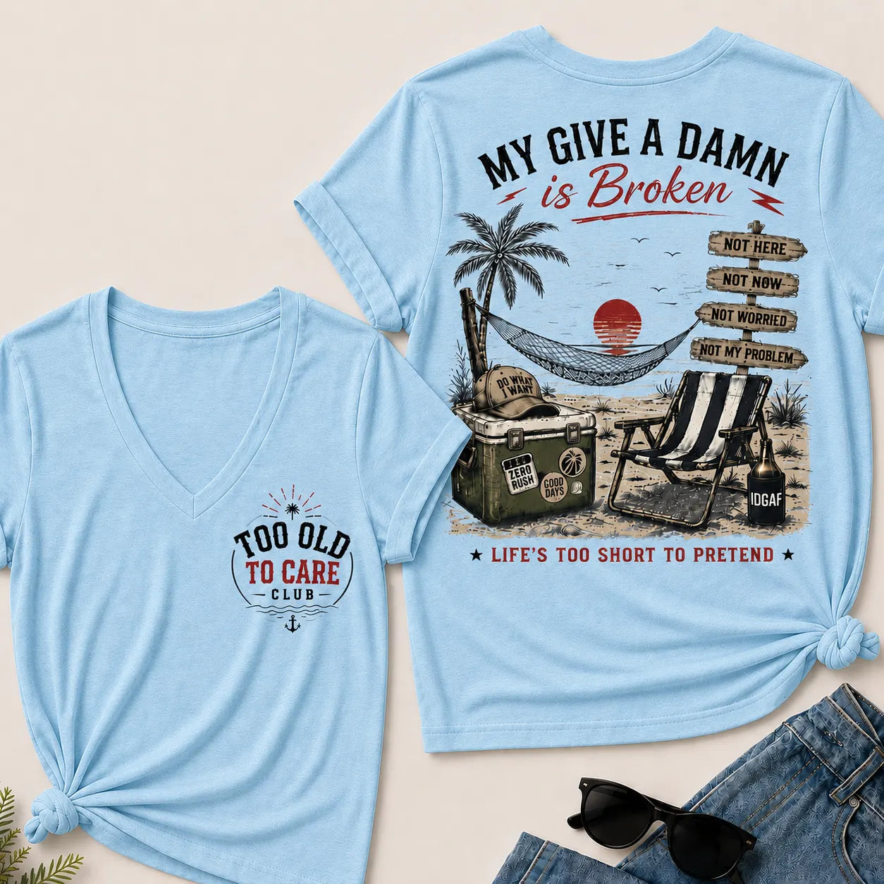My Give A Damn Is Broken V-Neck T-Shirt