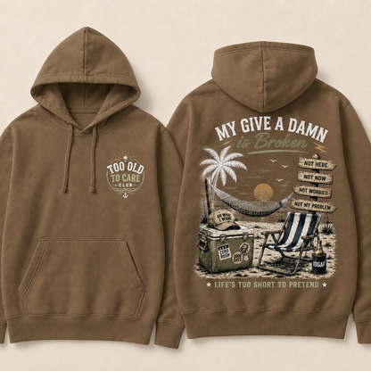 My Give A Damn Is Broken Retro Beach Hoodie