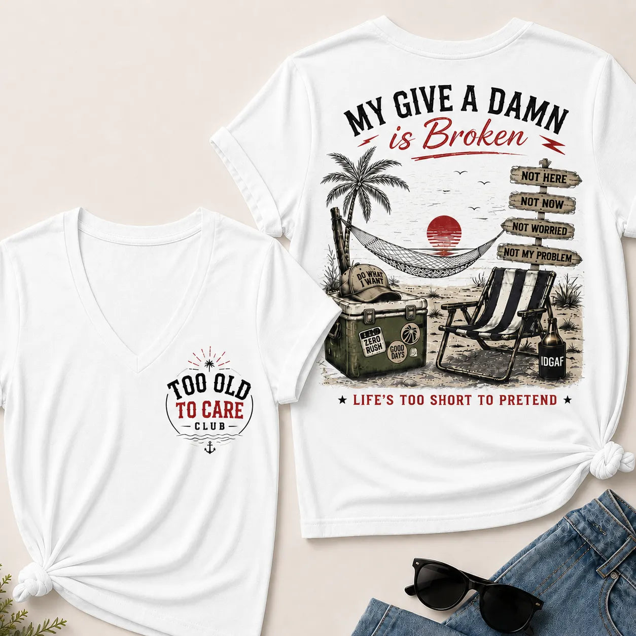 My Give A Damn Is Broken V-Neck T-Shirt