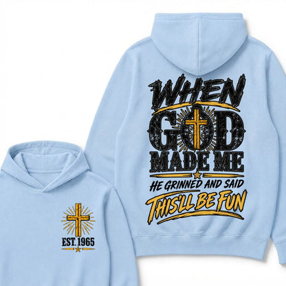 Custom Year Faith Cross Hoodie | Double Sided When God Made Me Graphic Hoodie
