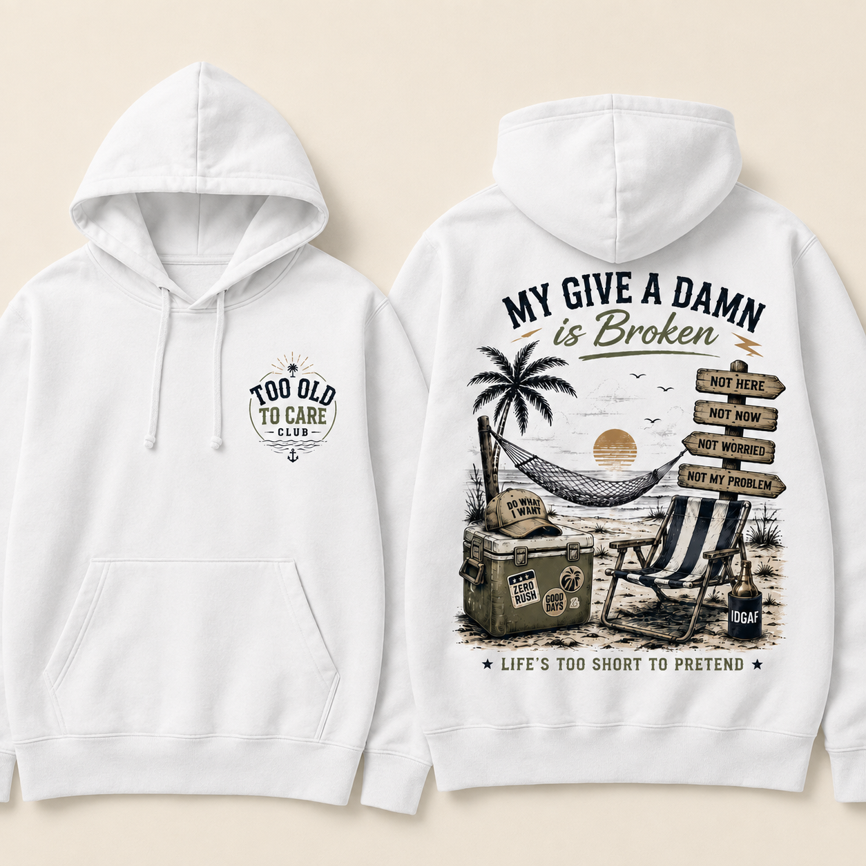My Give A Damn Is Broken Retro Beach Hoodie