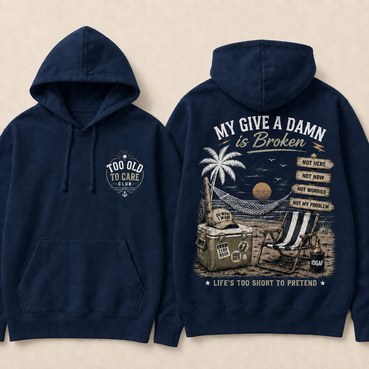 My Give A Damn Is Broken Retro Beach Hoodie
