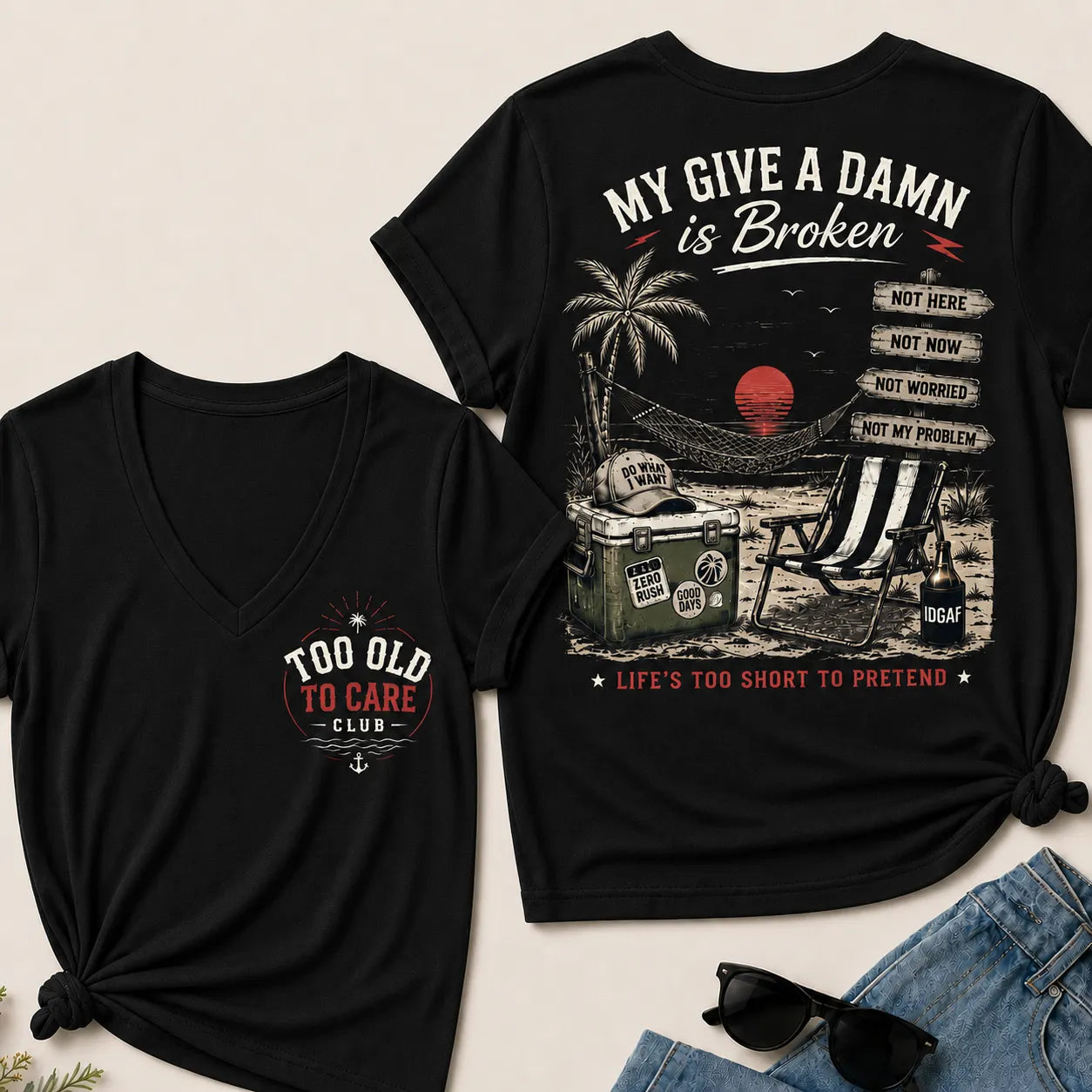 My Give A Damn Is Broken V-Neck T-Shirt