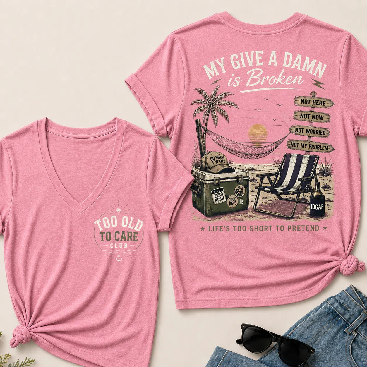 My Give A Damn Is Broken V-Neck T-Shirt