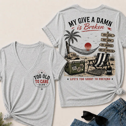 My Give A Damn Is Broken V-Neck T-Shirt