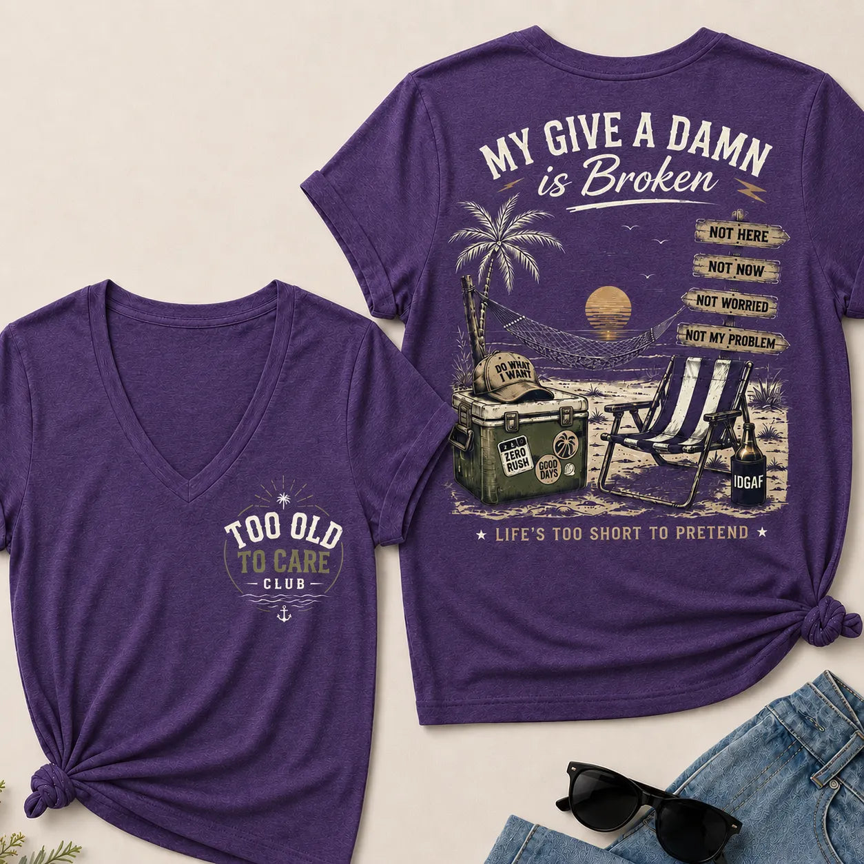 My Give A Damn Is Broken V-Neck T-Shirt
