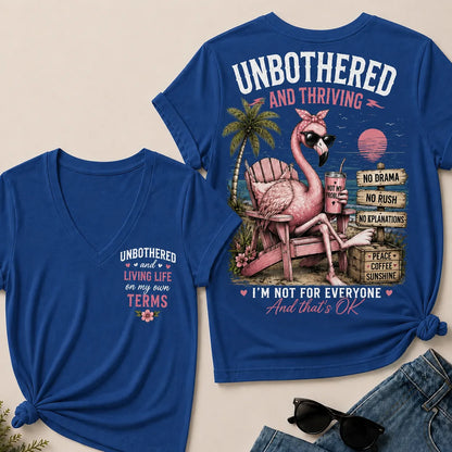 "Unbothered and Thriving – Living Life on My Own Terms" V-Neck Tee