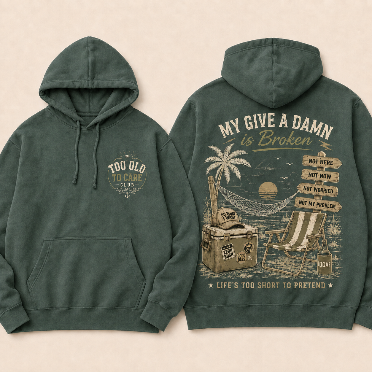 My Give A Damn Is Broken Retro Beach Hoodie